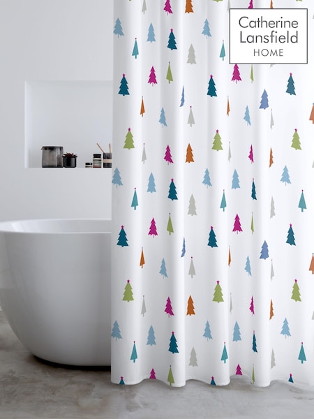 Catherine Lansfield White Christmas Tree Shower Curtain (AD3468) | £16