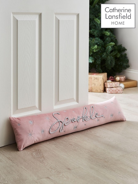 Catherine Lansfield Blush Pink Christmas Sparkle Draught Excluder (AD3471) | £17
