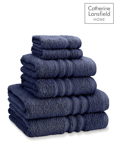 Catherine Lansfield 6 Piece Navy Blue Zero Twist 100% Cotton Towel Bale Set (AD3484) | £28