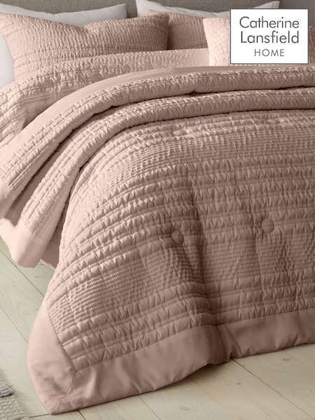 Catherine Lansfield Clay Lennon Stripe Quilted Bedspread (AD3489) | £45