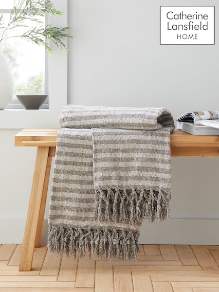 Catherine Lansfield Grey Stab Stitch Throw (AD3504) | £16