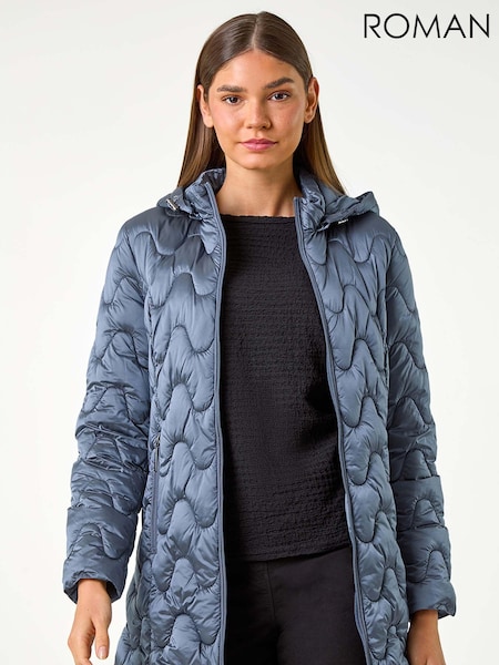 Roman Blue Abstract Quilted Hooded Coat (AD3677) | £60