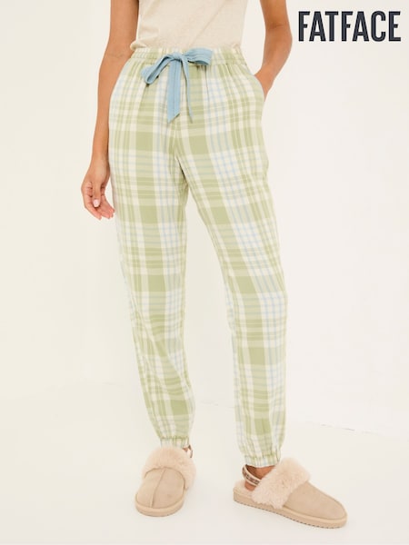 FatFace Cora Green 100% Cotton Check Pyjama Bottoms (AD3957) | £34.50