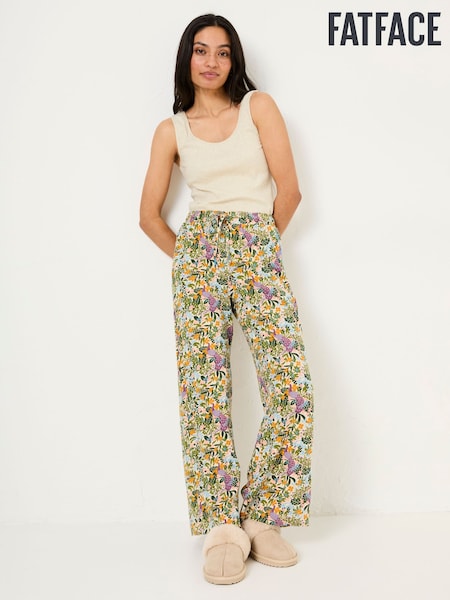 FatFace Lola Multi Peacock Linen Blend Pyjama Bottoms (AD3963) | £37.50