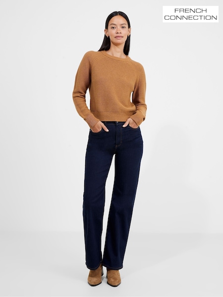 French Connection Brown Lilly Mozart Crew Neck 100% Cotton Jumper (AD3972) | £49