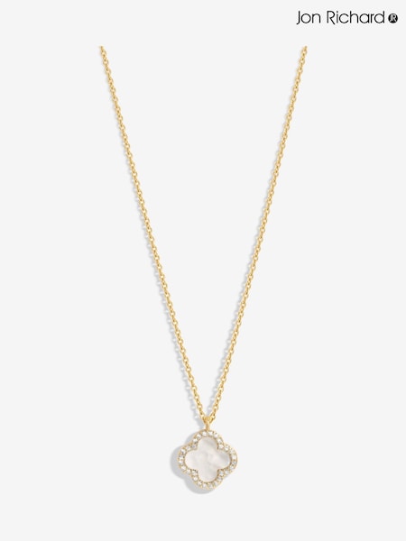 Jon Richard White Tone Jet Clover Pendant Necklace (AD3994) | £20