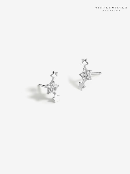 Simply Silver Silver Tone 925 Cubic Zirconia Mini Star Climber Earrings (AD4050) | £20