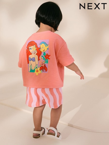 Coral Pink Little Mermaid Ariel Top & Shorts Set (3mths-7yrs) (AD4078) | £16 - £20