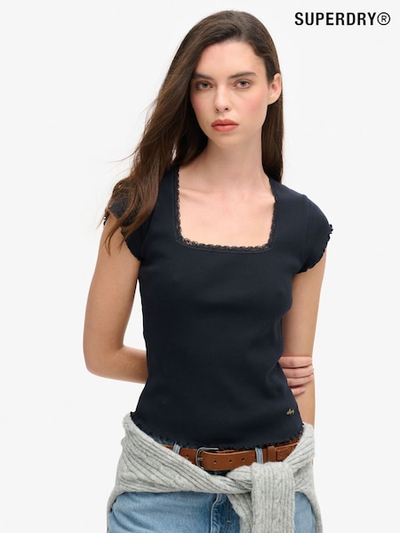 Superdry Blue Athletic Essentials Square Neck Top (AD4129) | £23