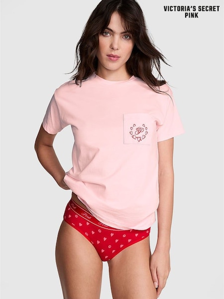 Victoria's Secret PINK Angel Pink Heart Cotton Pyjama T-Shirt (AD4215) | £25