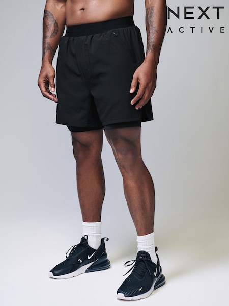 Black Active Premium 2 in 1 Shorts (AD4218) | £35