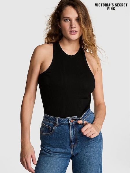 Victoria's Secret PINK Black Rib Tank Top (AD4234) | £19