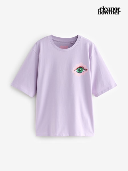 Eleanor Bowmer Oversized Lilac Purple Angel Numbers 100% Cotton T-Shirt (AD4292) | £22