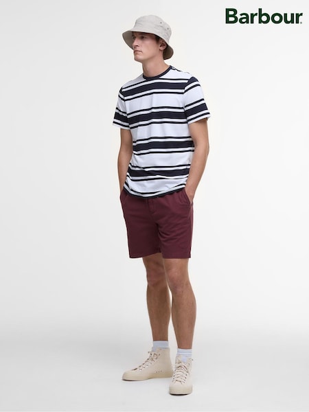 Barbour® Burgundy Red Washed Oxford Relaxed 100% Cotton Shorts (AD4347) | £70