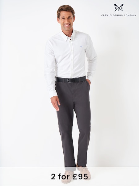 Crew Clothing Company Grey Slim Chinos Trousers (AD4370) | £65