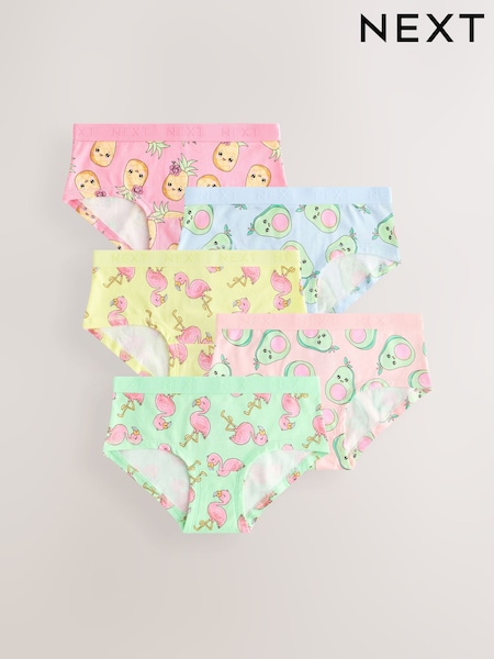 Aqua/Pink Hipsters Briefs 5 Pack (2-16yrs) (AD4377) | £9 - £13