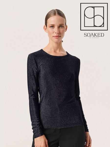 Soaked in Luxury Gold SLSkylara Glitter Long Sleeve T-Shirt (AD4421) | £45