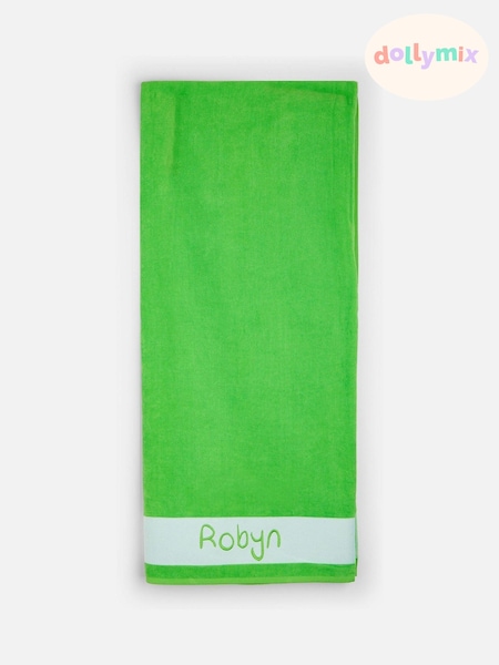Dollymix Green Personalised Kids 100% Cotton Beach Towel (AD4489) | £46