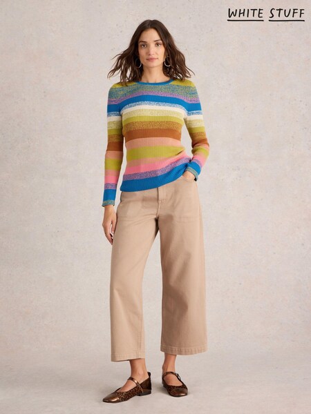 White Stuff Pink Rib Stripe Jumper (AD4740) | £23