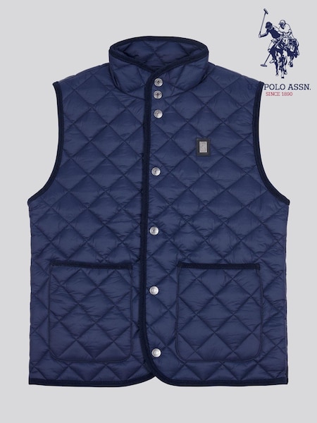 U.S. Polo Assn. Mens Blue Diamond Quilt Hacking Gilet (AD5168) | £100