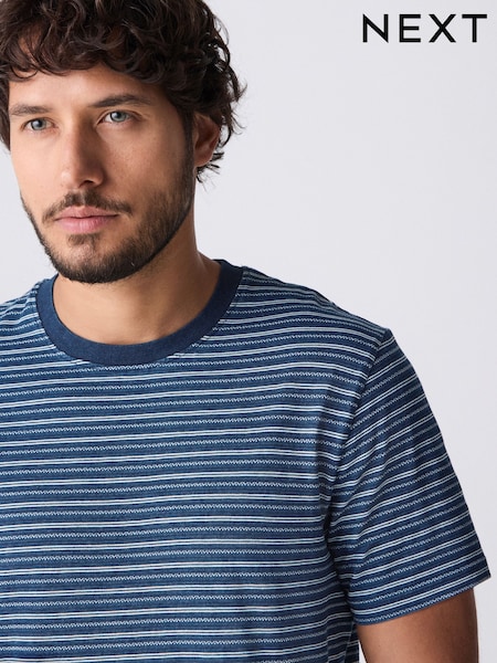 Blue Indigo 100% Cotton Stripe T-Shirt (AD5203) | £20