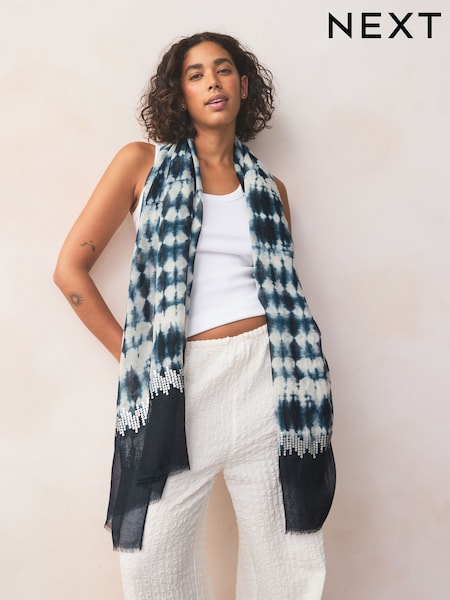 Navy Tie Dye Lightweight Scarf (AD5210) | £18