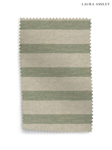 Laura Ashley Hedgerow Green Kinsham Stripe Upholstery Swatch (AD5248) | £0