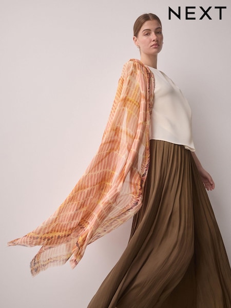 Pink Tonal Brushstroke Lightweight Containing Silk Scarf (AD5329) | £22