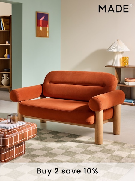 MADE.COM Velvet Cinnamon Orange Maxton 2 Seater Sofa (AD5332) | £825