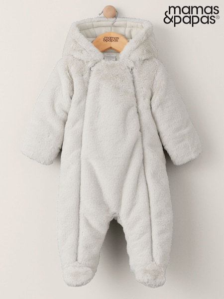 Mamas & Papas Grey Faux Fur Pramsuit (AD5397) | £45