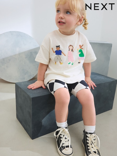Ecru Girls Short Sleeve T-Shirt and Cycle Shorts Set (3mths-7yrs) (AD5487) | £9 - £13