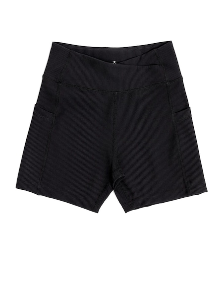 Danskin Ribbed High Waist V-Shape Waistband Black Shorts (AD5498) | £30