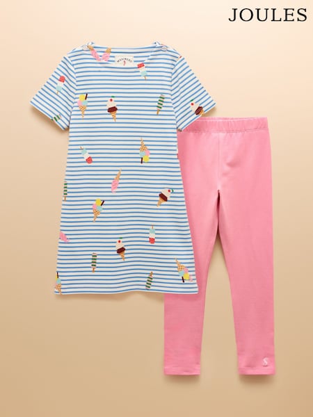 Joules Harbour Blue Dress and Legging Set (AD5512) | £30 - £33