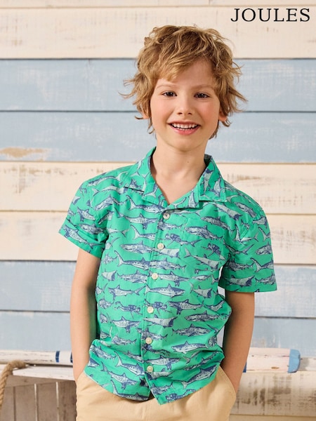 Joules Sonny Green Short Sleeve Cotton Shirt (AD5726) | £0
