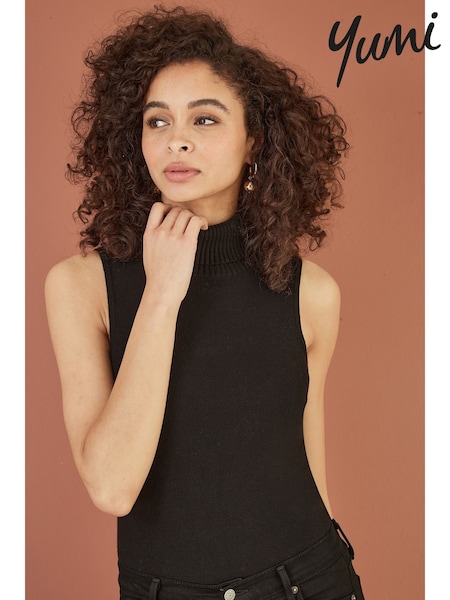 Yumi Black Knitted Roll Neck Sleeveless Jumper (AD5889) | £40