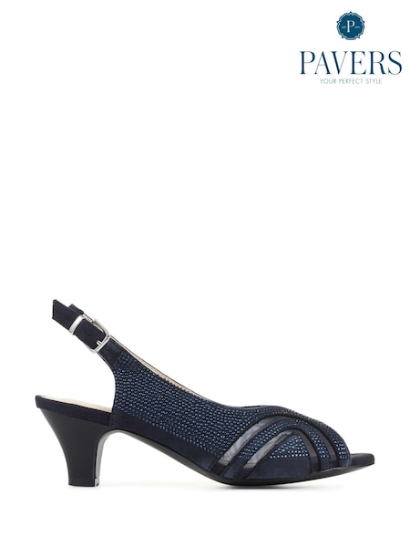Pavers Blue Pavers Black Slingback Evening Heels (AD6072) | £38