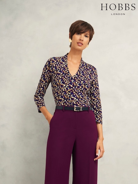 Hobbs Purple Aimee Printed Top (AD6310) | £45