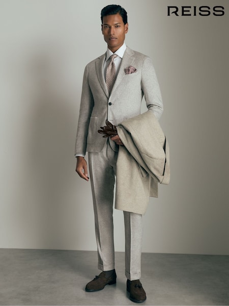 Reiss Grey Melange Malpensa Atelier Single-Breasted Suit Jacket (AD6373) | £314