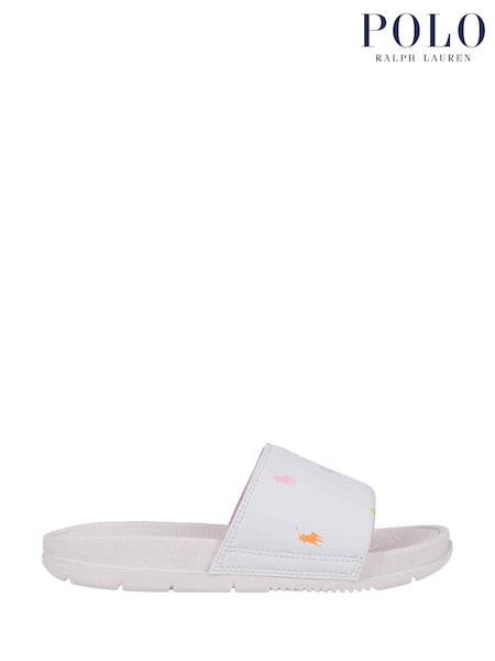 Polo Ralph Lauren White Kids Fairview Sliders (AD6793) | £45