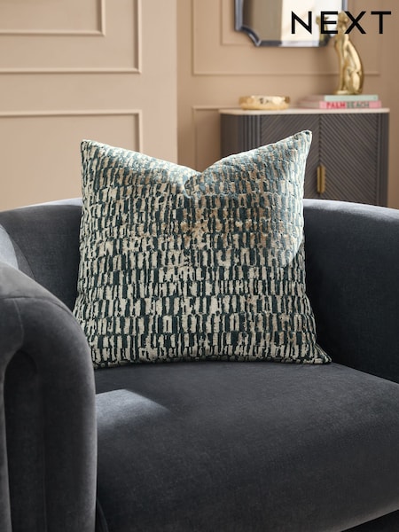 Navy Textured Velvet Abstract Cushion (AD6806) | £25