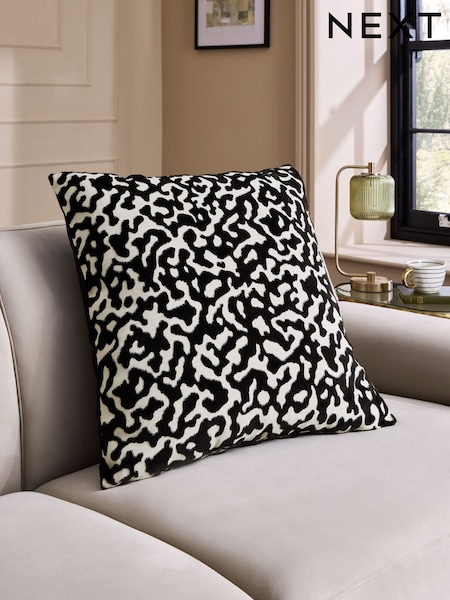 Monochrome 59 x 59cm Abstract Cut Velvet Cushion (AD6813) | £36