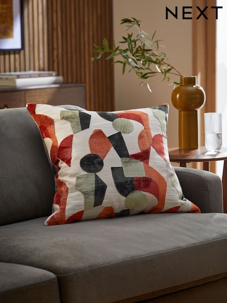 Orange 59 x 59cm Cut Velvet Collage Cushion (AD6823) | £45