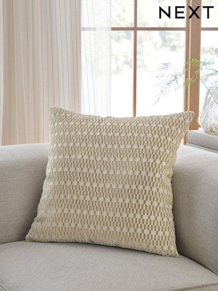 Dark Natural Fem Chic Geo Cut Velvet Cushion (AD6829) | £28