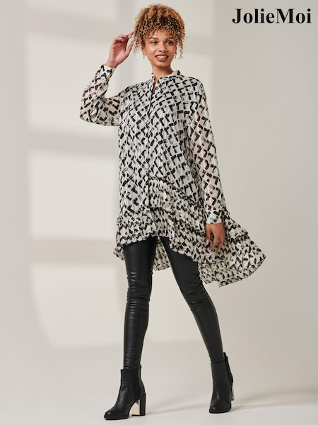 Jolie Moi Black Asymmetric Tiered Hem Shirt (AD6845) | £65