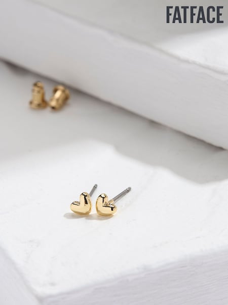 FatFace Gold Tone Heart Stud Earrings (AD6856) | £10.50