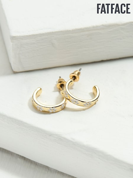 FatFace White Enamel Daisy Stud Earrings (AD6890) | £10.50