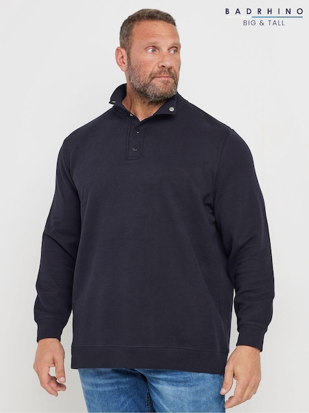 BadRhino Big & Tall Blue Diamond Button Neck Sweatshirt (AD7376) | £34
