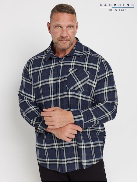 BadRhino Big & Tall Blue Longsleeve Checked Shirt (AD7382) | £27