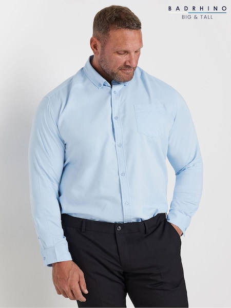 BadRhino Big & Tall Blue Long Sleeve Oxford Shirt (AD7399) | £32