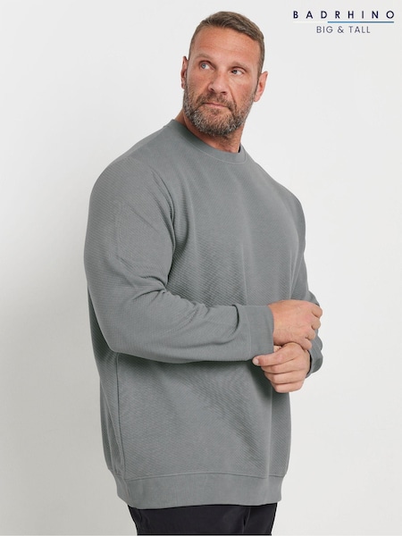 BadRhino Big & Tall Grey Grey Diamond Zip Up Sweat Top (AD7409) | £30
